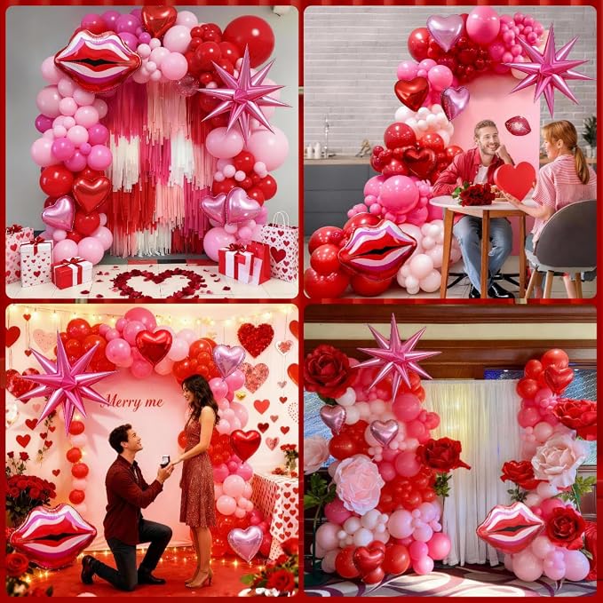 Valentines Day Balloon Arch Kit Hot Pink Red Balloon Garland - Image 6