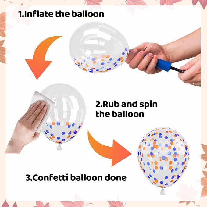 Fall Balloons, 12 Inch Pastel Orange Dusty Blue and White Balloons - Image 4