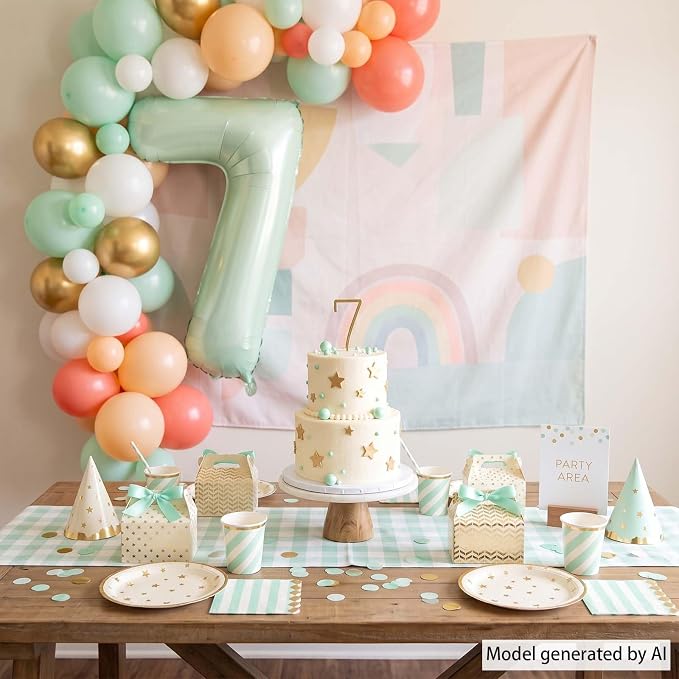 Olive Green Number 7 Balloon 40 Inch, Backdrop Sign - Image 3