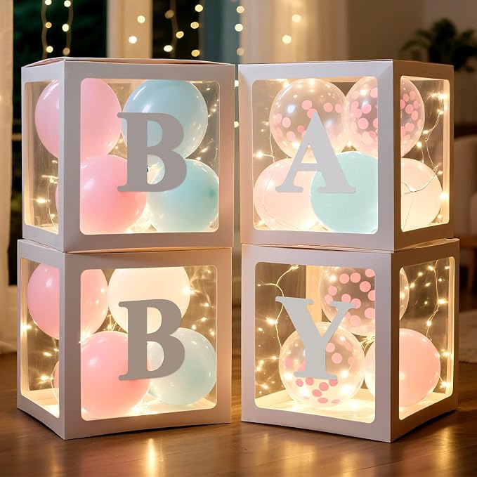 Ledido Baby Boxes with Letters & Balloons & Fairy Lights by Ledido