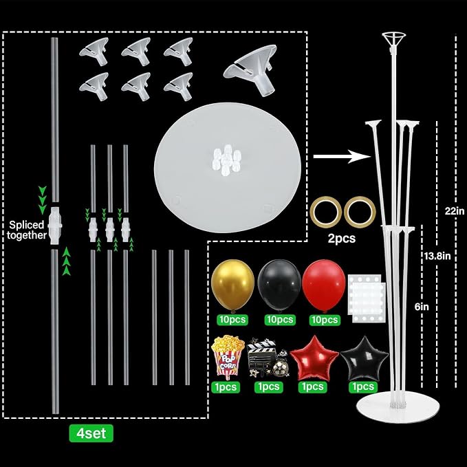 4 Sets Movie Night Party Balloons Stand Kit - Image 2