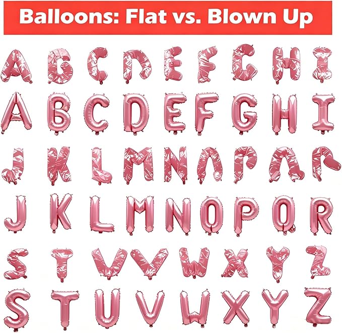 62 Pcs Pastel Pink Letter Balloons, Custom 2 Set A-Z Set - Image 4