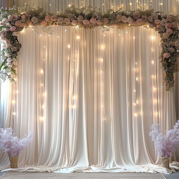 30x10ft Wrinkle Free Ivory Backdrop Curtain - Image 2