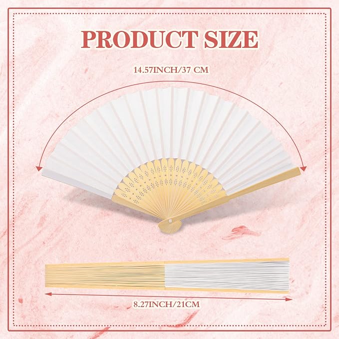 Yinkin 100 Pack Folding Fans Bamboo Handheld Folded Craft Hand Japanese Chinese - Image 3
