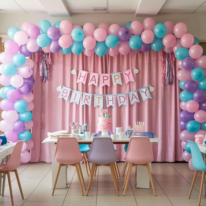 Blue Pink Purple Balloons, 12 Inch Pastel Balloons, Pearl Pink Purple Blue - Image 6