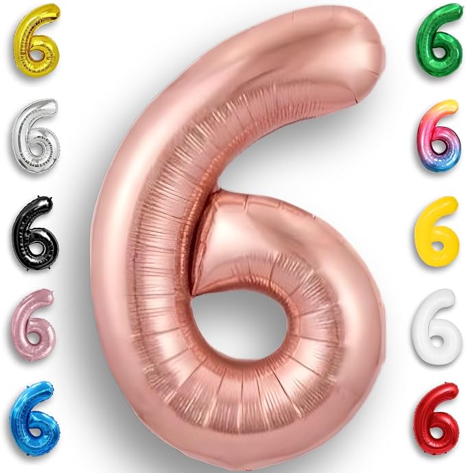 Rose Gold Number Balloon 6 Mylar Foil Balloons 40 inch by Unknown