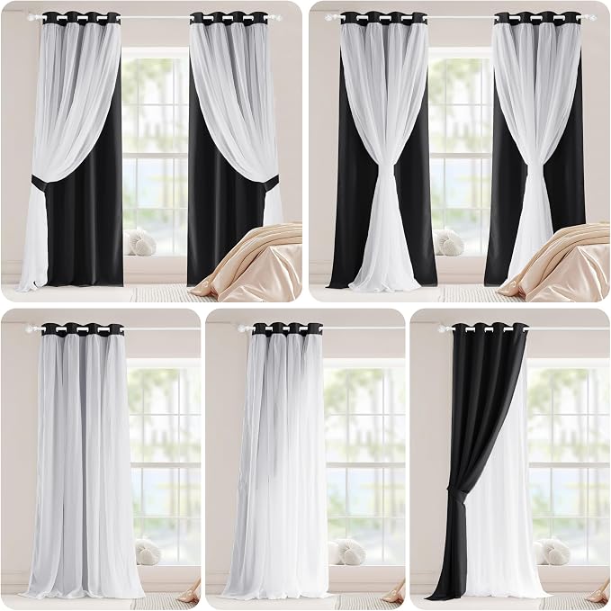 PONY DANCE 2 Layers Curtains Set, 2 Panels | Room Darkening Mix & Match Room - Image 7