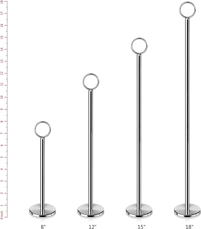 New Star Foodservice 23305 Ring-Clip Table Number Holder/Number Stand/Place Card Holder, 18-Inch, Set of 12