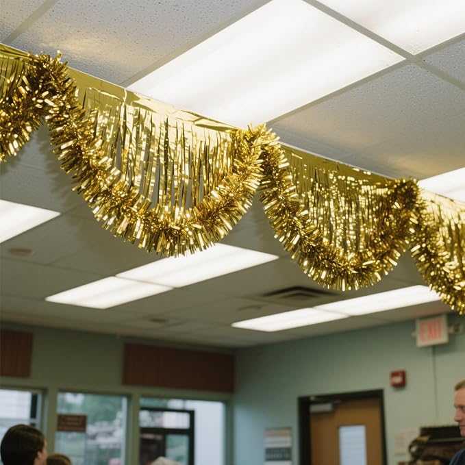 4 Pack Green Total 40 Feet Foil Fringe Garland Metallic Tinsel Banner Wall - Image 8