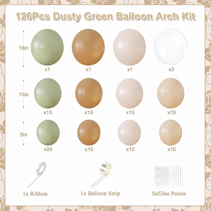 Sage Green Balloon Arch Kit for Boho Baby Shower Gender Reveal Decorations | - Image 2