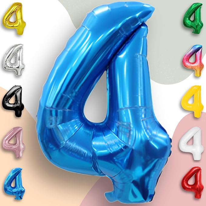 Blue Number Balloon 4 Mylar Foil Balloons 40 inch - Image 6