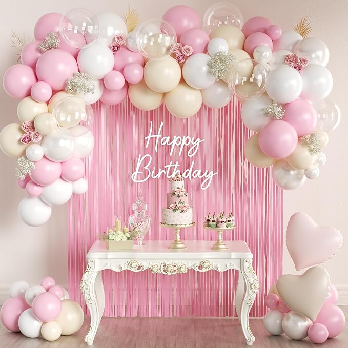 157Pcs Pastel Pink and White Balloons Garland Arch Kit by MEBAY