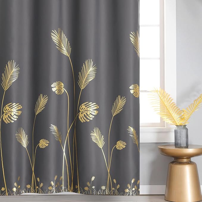 Dark Grey and Gold Blackout Curtains - Image 2