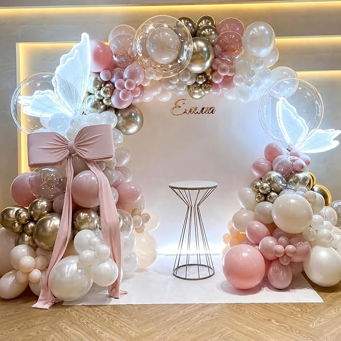 Dusty Pink Balloons, 12 Inch Double Stuffed Blush Pale Light Pink and Pearl - Image 4