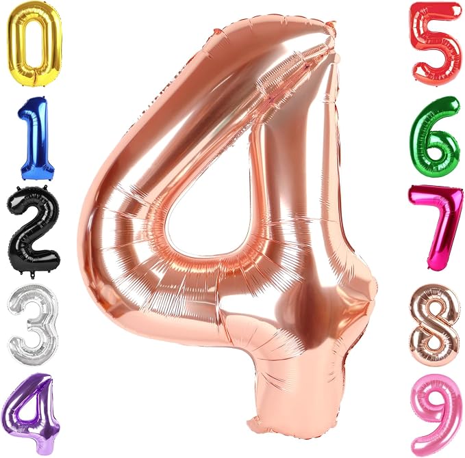 40 In Rose Gold Number 4 Balloon, 4th Birthday Party Decorations by Hadoife