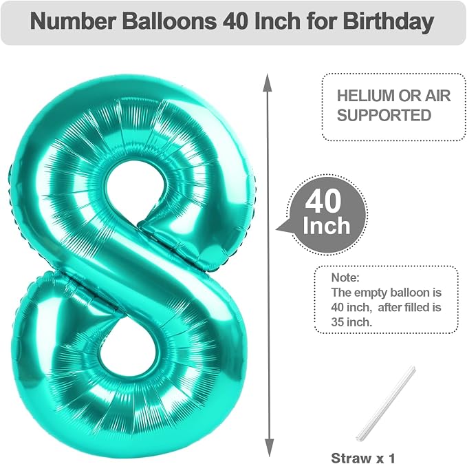 Happy Birthday Balloon 40 Inch Blue-Green 7 Balloon - Image 5