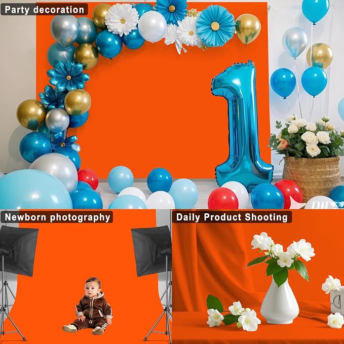 Orange Photography Backdrop for Photoshoot, 8x10 FT | Versatile Studio Photo - Image 5