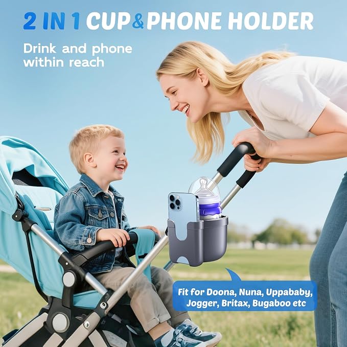 Walker Cup Holder with Phone Holder, Stroller Wheelchair Bike Accessories | - Image 2