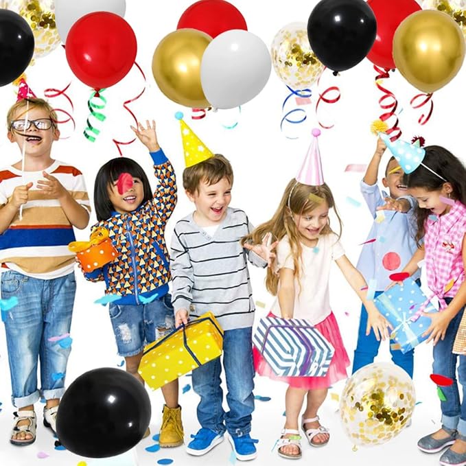 Red White Gold Black Balloon Garland Arch - Image 9