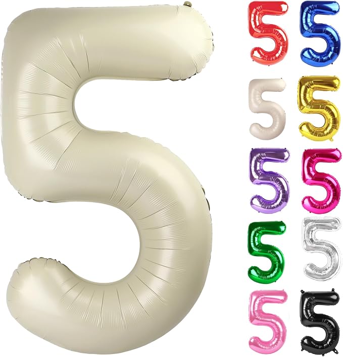 Cream Number 5 Balloon 40 Inch by IWERP