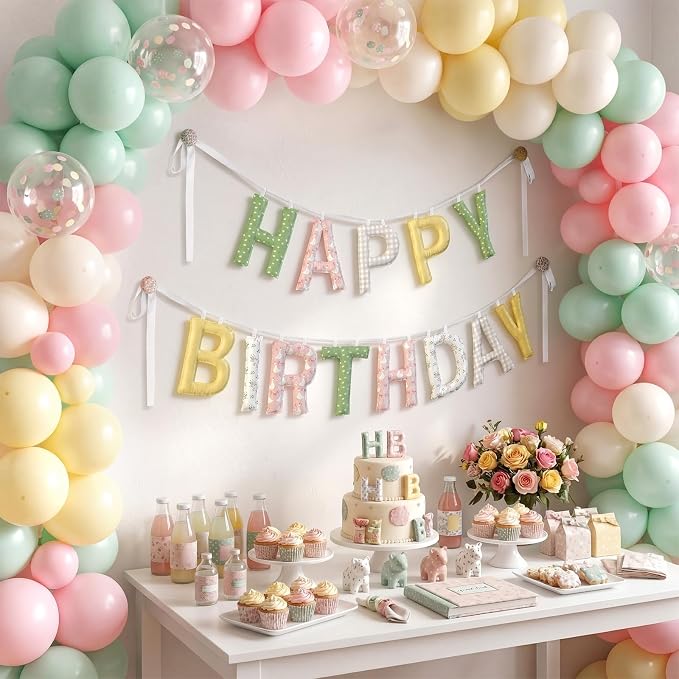 Pre-strung Happy Birthday Banner Sign Reusable Felt Happy Birthday Garland - Image 6
