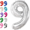 Silver Number 9 Balloon 40 inch, Balloon numbers party supplies, deco photo by Upgesy