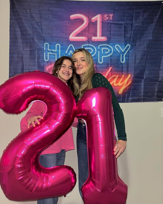 Hot Pink Number 21 Balloon 40 Inch - Image 4