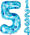 40 Inch Blue Dog Paw Birthday Balloons, Number 5 Balloons by AXBMM