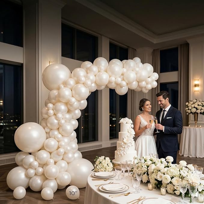 104pcs Pearl White Balloon Garland Arch Kit 18/12/10/5 Inch | Different Sizes - Image 7