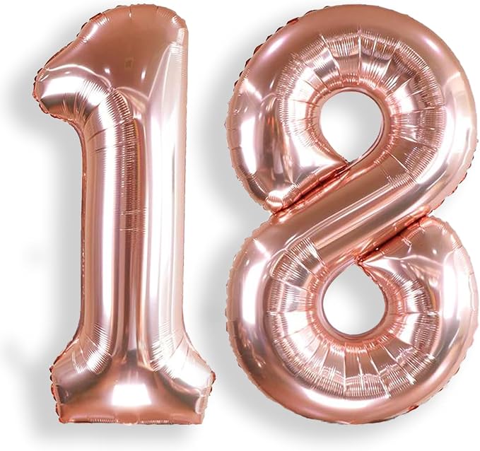 AULE 40 Inch Rose Gold 18 Balloon Number Foil 0-9 Birthday Big Numbers | by AULE