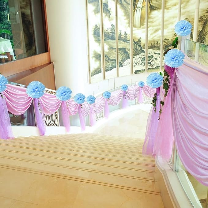 18pcs Tissue Hanging Paper Pom-poms, Hmxpls Flower Ball Wedding Party Outdoor - Image 5