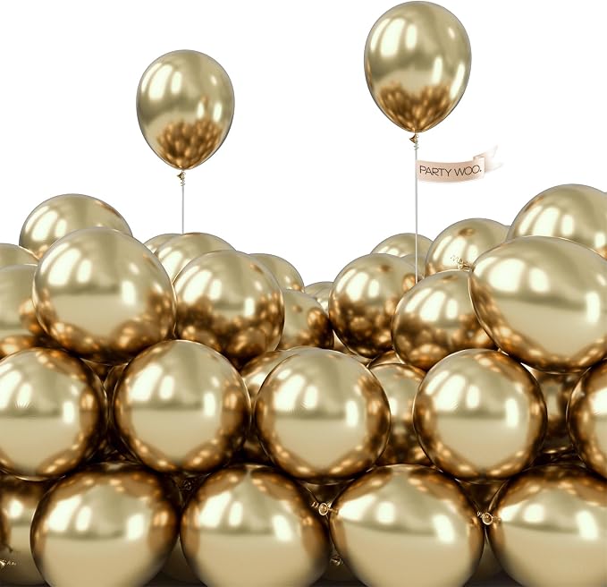PartyWoo Metallic Gold Balloons 50pcs Chrome Gold Color 5 Inch | Balloons by PartyWoo