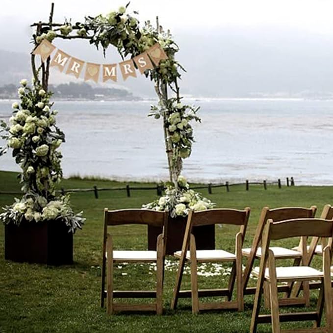 FQTANJU 8 Pcs/Set MR and MRS Burlap Banner, Wedding Hanging Banner - Image 5