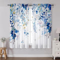 Blue Eucalyptus Curtains 63 Inch Length 2 Panels, Leaves Plant Drapes by GOLDLAWN