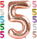 5 Balloon Numbers Birthday Decorations, 40In Rose Gold Balloons by Mluchee