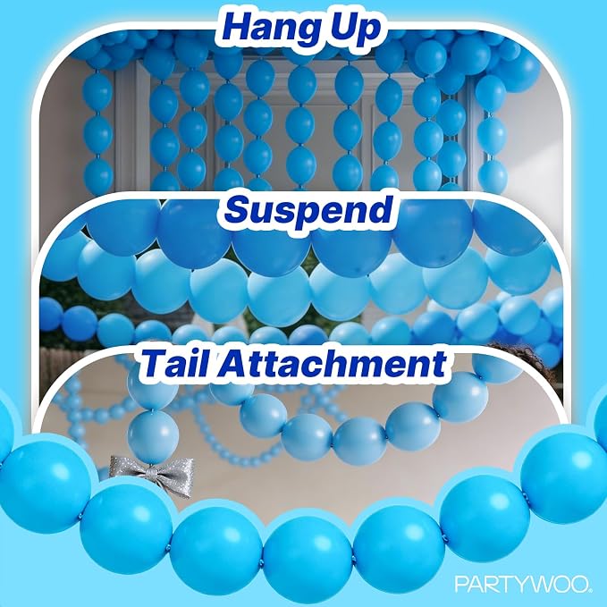 PartyWoo Light Blue Linking Balloons 100pcs 6 Inch Blue Link Balloons | - Image 6