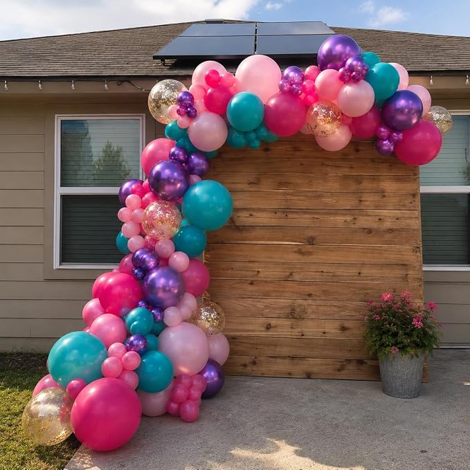 Pink Blue Purple Balloons, Hot Pink Metallic Purple Teal Blue Balloon - Image 6