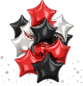 Black Red Star Balloons, 18 Inch 12Pcs Black Red and Metallic Silver Star Shape by TAOYE