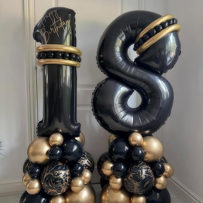 Black 13 Balloon Number, 40 Inch Number 13 Balloon Large Black Foil Mylar - Image 4