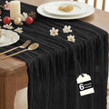 IVAPUPU 6 Pcs Cheesecloth Table Runner - 10ft Black Boho Gauze Black Cheese by IVAPUPU