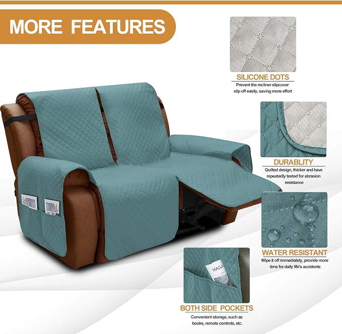 XINEAGE Water Resistant Recliner Cover, 2 Seat Loveseat Covers - Image 4