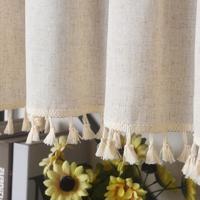 Sutuo Home Boho Sheer Curtain Valance Cotton Linen - Image 5