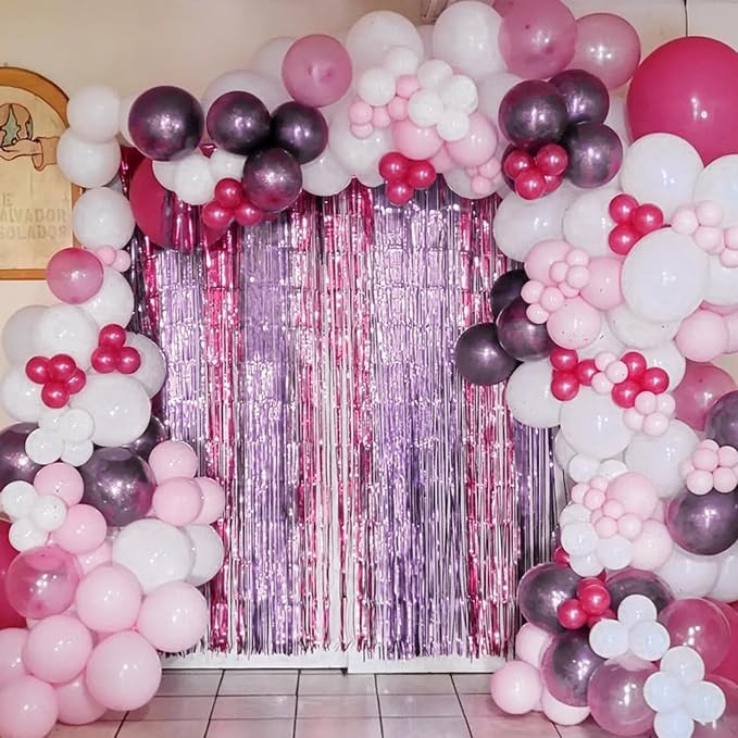 PartyWoo Light Purple Metallic Lavender Foil Tinsel Streamers 2pcs 8.2FT | - Image 5