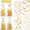 COQOFA 100 Pcs Gold 5"X11" Gift Wrap Cellophane Treat Bags Clear Party Favor by COQOFA