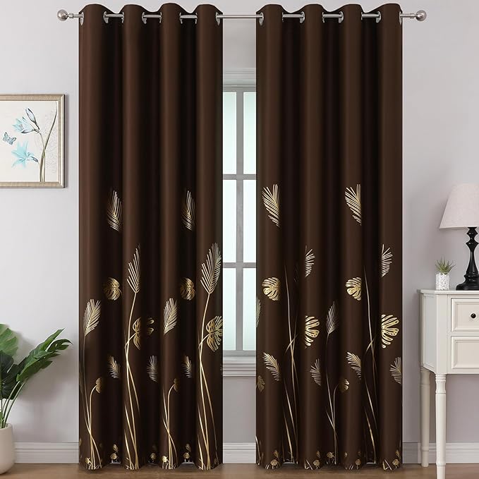 Brown Blackout Curtains for Living Room 102 Inches Long, Room Darkening Energy by ESTELARTEXTILER