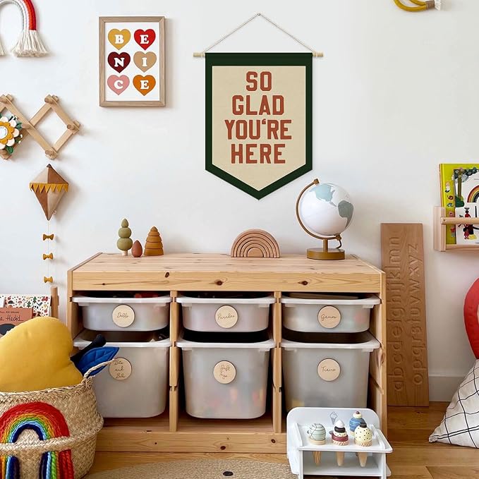 Vintage Classroom Welcome Sign Decor, So Glad You're Here Linen Canvas Banner - Image 5