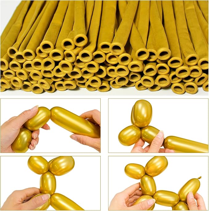 LXZFCRG 260 Long Balloons, Shiny Metallic Latex Twisting Balloon - Image 3