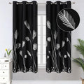 Silver and Black Blackout Curtains 2 Panels Set Thermal Insulated Window by ESTELARTEXTILER