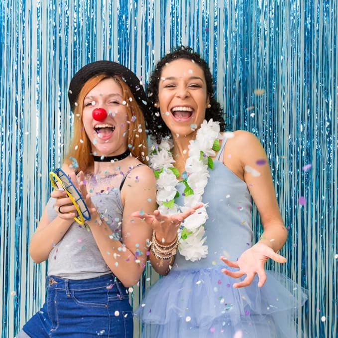 5 Pack Blue Backdrop Curtain Tinsel Streamers Ocean Themed Decor Birthday Party - Image 5