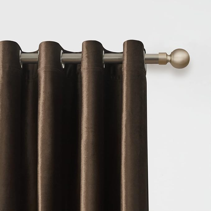 BULBUL Velvet Brown Blackout Curtains 120 inch Long - Image 2